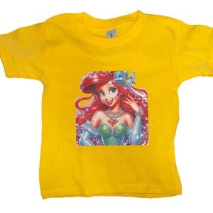 Little Mermaid Ariel Graphic T-Shirt Kids Yellow 2T NEW